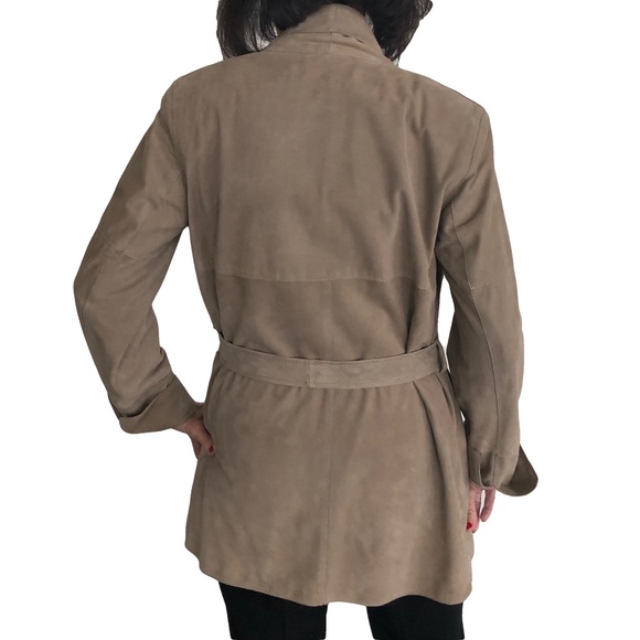 St. John Tan Suede Belted Jacket - Picture 4 of 5
